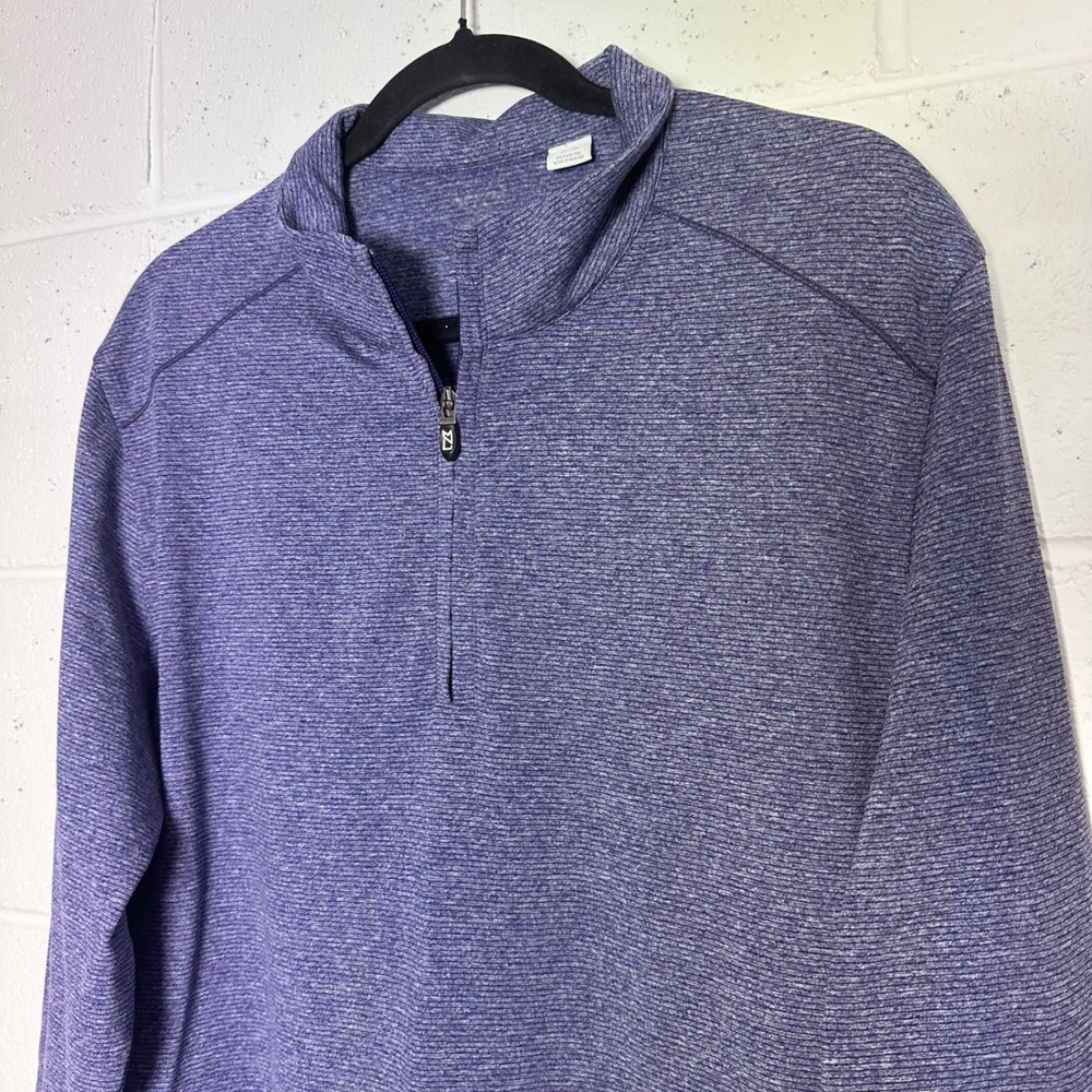 Cutter & Buck Mens Large Quarter Zip Pullover Purple Stripe Performance Golf L